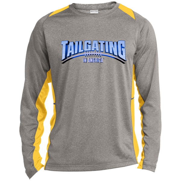 Long Sleeve Heather Colorblock Poly T-shirt