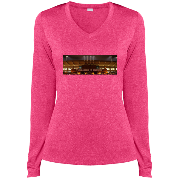 Ladies LS Heather Dri-Fit V-Neck Tee